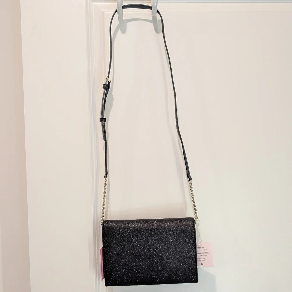 🎉 SALE 🎉 NWT Kate Spade Tinsel Flap Crossbody Convertible Clutch Glitter